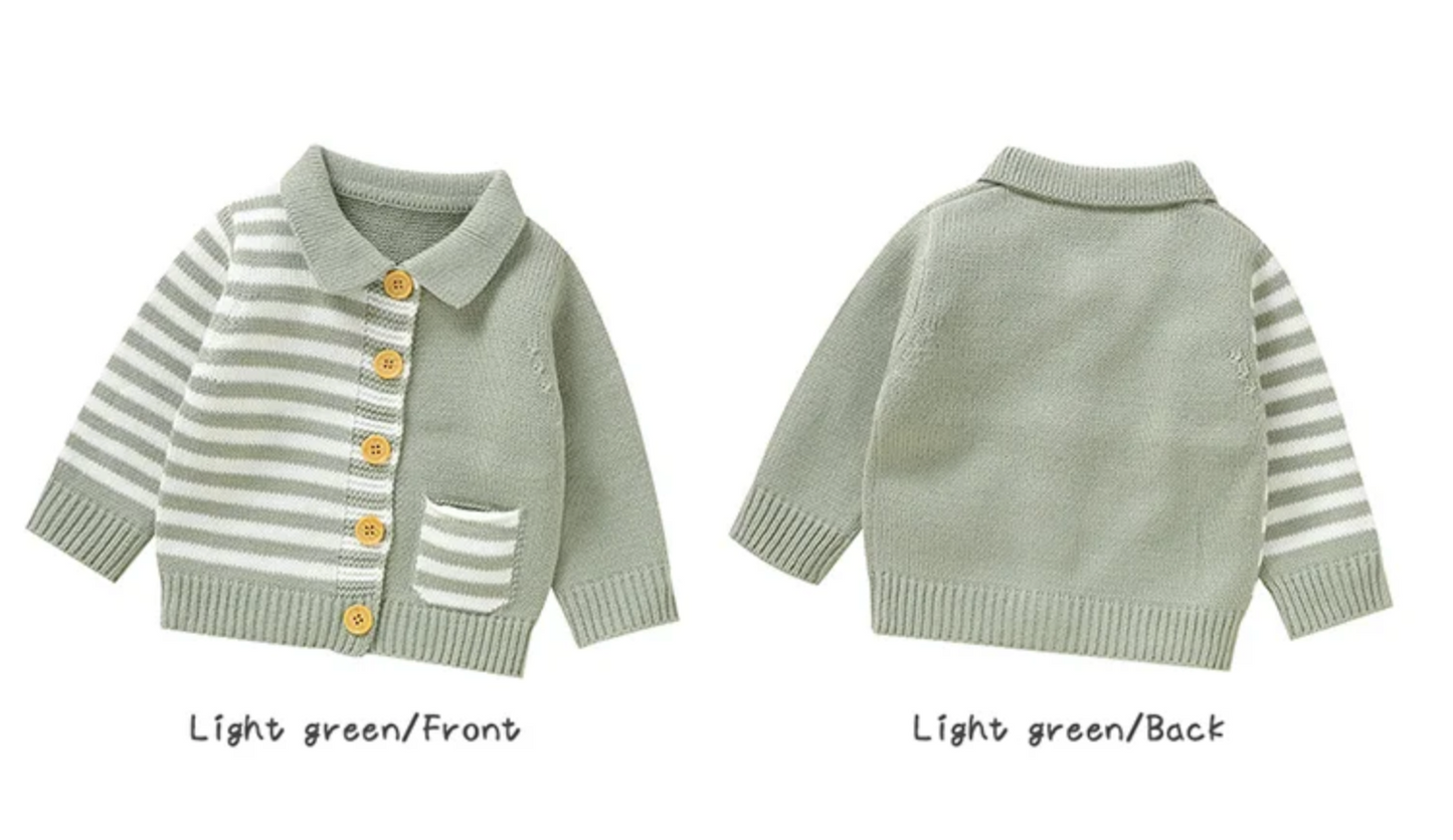 LittleMaylah™ Polo Collar Knitted Baby Sweater