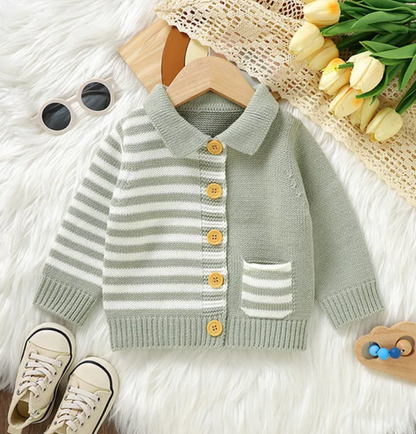 LittleMaylah™ Polo Collar Knitted Baby Sweater