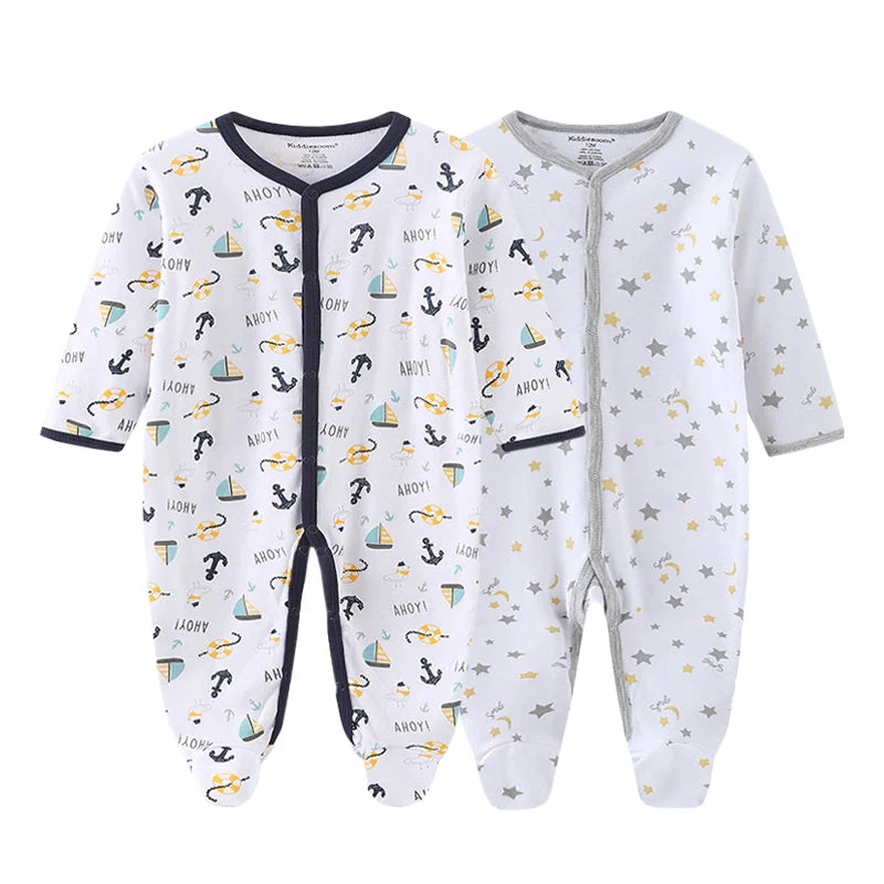 LittleMaylah™ 2-Piece Cartoon Baby Romper Set – Long Sleeve Cotton Jumpsuits (0–12 Months)