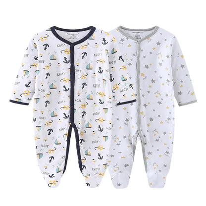 LittleMaylah™ 2-Piece Cartoon Baby Romper Set – Long Sleeve Cotton Jumpsuits (0–12 Months)