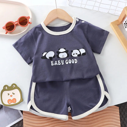 Littlecotton cartoon casual childrens set Baby Clothes girl girl boy T-shirt+shorts 2 pieces of 0-4-year-old childrens clothing