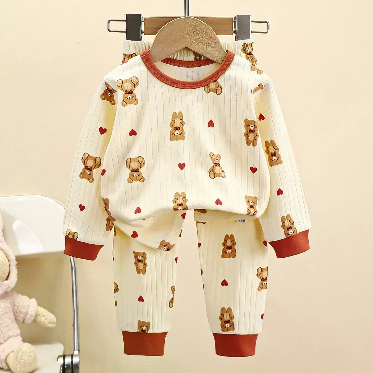 LittleMaylah™ Kids Cotton Warm Pajamas – Cartoon Long Sleeve T-Shirt & Pants Set