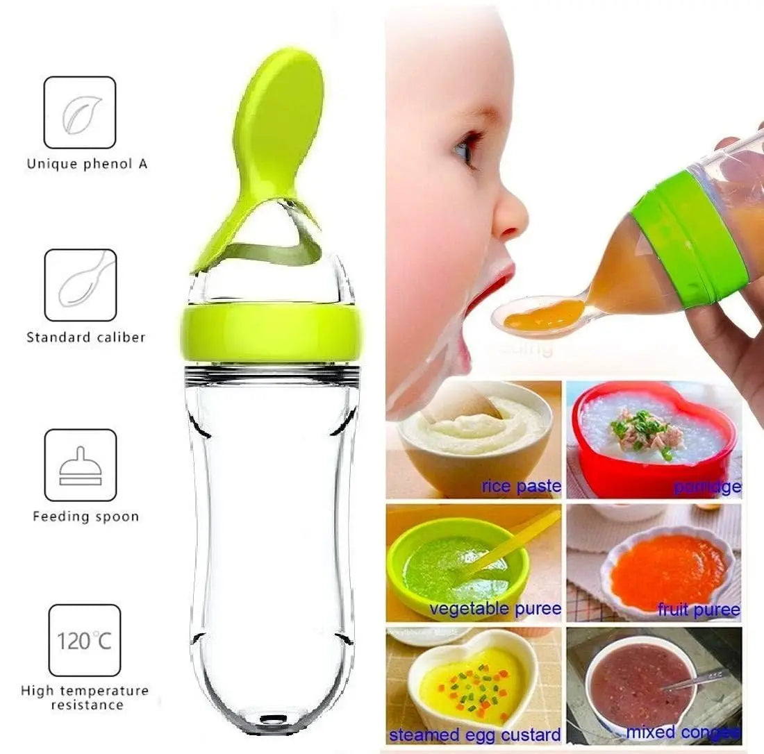 LittleMaylah™ Silicone Baby Food Feeder – Squeezing Bottle with Pacifier Spoon for Easy Feeding