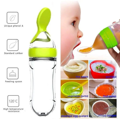 LittleMaylah™ Silicone Baby Food Feeder – Squeezing Bottle with Pacifier Spoon for Easy Feeding