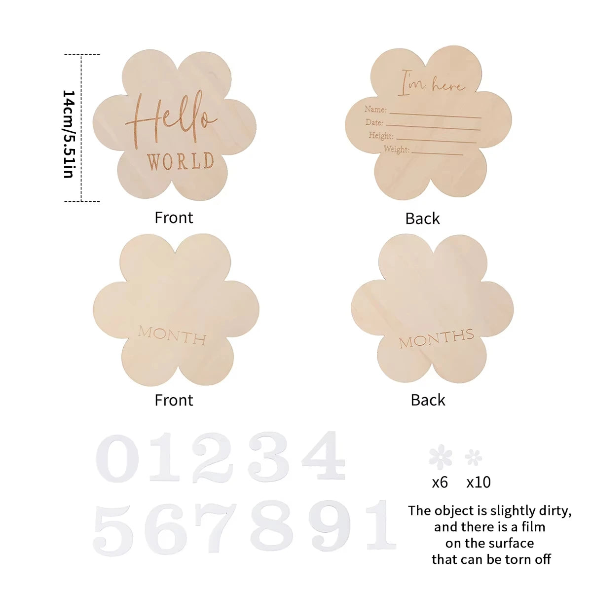 7PCS Newborn Photography Props Wooden Monthly Milestone Card Baby Shower Gift for Boys Girls Pregnancy Growth Announcement Cards