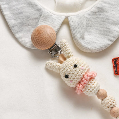 LittleMaylah™ Baby Crochet Bunny Pacifier Clip Cartoon Pacifiers for Babies Newborn Infant Nipple Holder Infant Gifts NewBorn Baby Accessory
