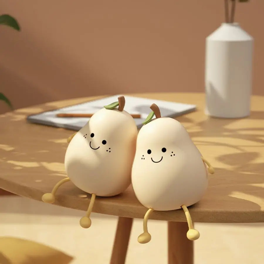 LittleMaylah™ USB Rechargeable Pear Silicone Night Light – Touch Sensor Cat Lamp with Remote