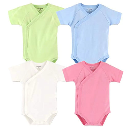 LittleMaylah™ 0-12M Baby White Rompers for Newborn Unisex Organic Cotton Short Sleeve One Piece Bodysuits for Kids Toddler Sleepwear Outfits