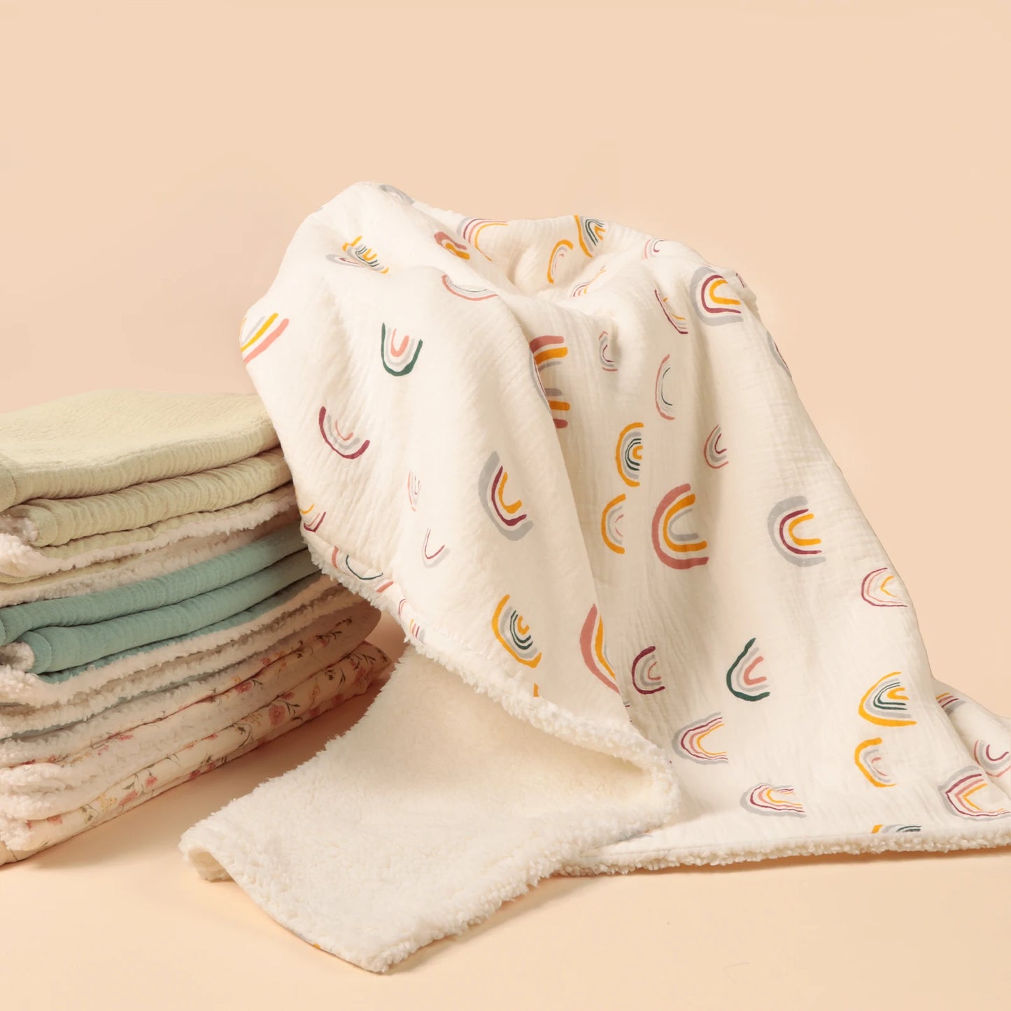 Winter Baby Cotton Thick Blanket Print Imitation Fleece Warm Quilt For Newborn Bed Kids Soft Cover Blanket For Out-side