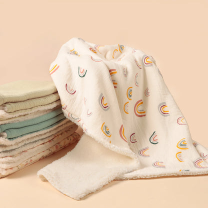Winter Baby Cotton Thick Blanket Print Imitation Fleece Warm Quilt For Newborn Bed Kids Soft Cover Blanket For Out-side