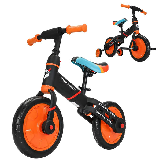 LittleMaylah™ Tiny Scout 4-in-1 Balance Bike – Adjustable Toddler Bike with Optional Pedals & Support Wheels (Ages 3–5, JL102)