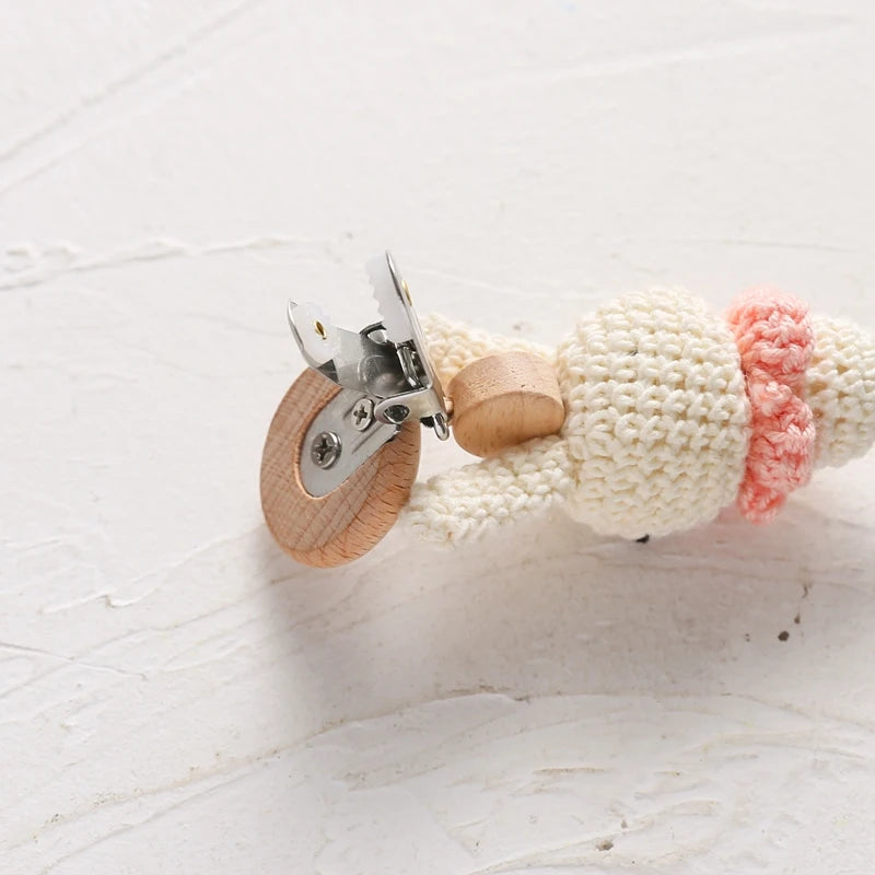 LittleMaylah™ Baby Crochet Bunny Pacifier Clip Cartoon Pacifiers for Babies Newborn Infant Nipple Holder Infant Gifts NewBorn Baby Accessory