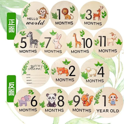 7PCS Newborn Photography Props Wooden Monthly Milestone Card Baby Shower Gift for Boys Girls Pregnancy Growth Announcement Cards