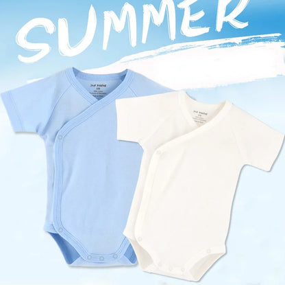 LittleMaylah™ 0-12M Baby White Rompers for Newborn Unisex Organic Cotton Short Sleeve One Piece Bodysuits for Kids Toddler Sleepwear Outfits
