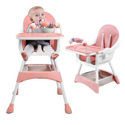 LittleMaylah™ Baby High Chair, Portable Baby Dining Chairs Eat & Play Convertible High Chair with Double-Layer Dinner Plate and Toy Rack