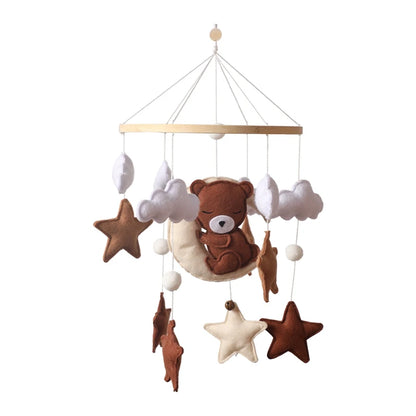 LittleMaylah™ Baby Wooden Bed Bell – Cartoon Rabbit Crib Mobile with Hanging Rattles