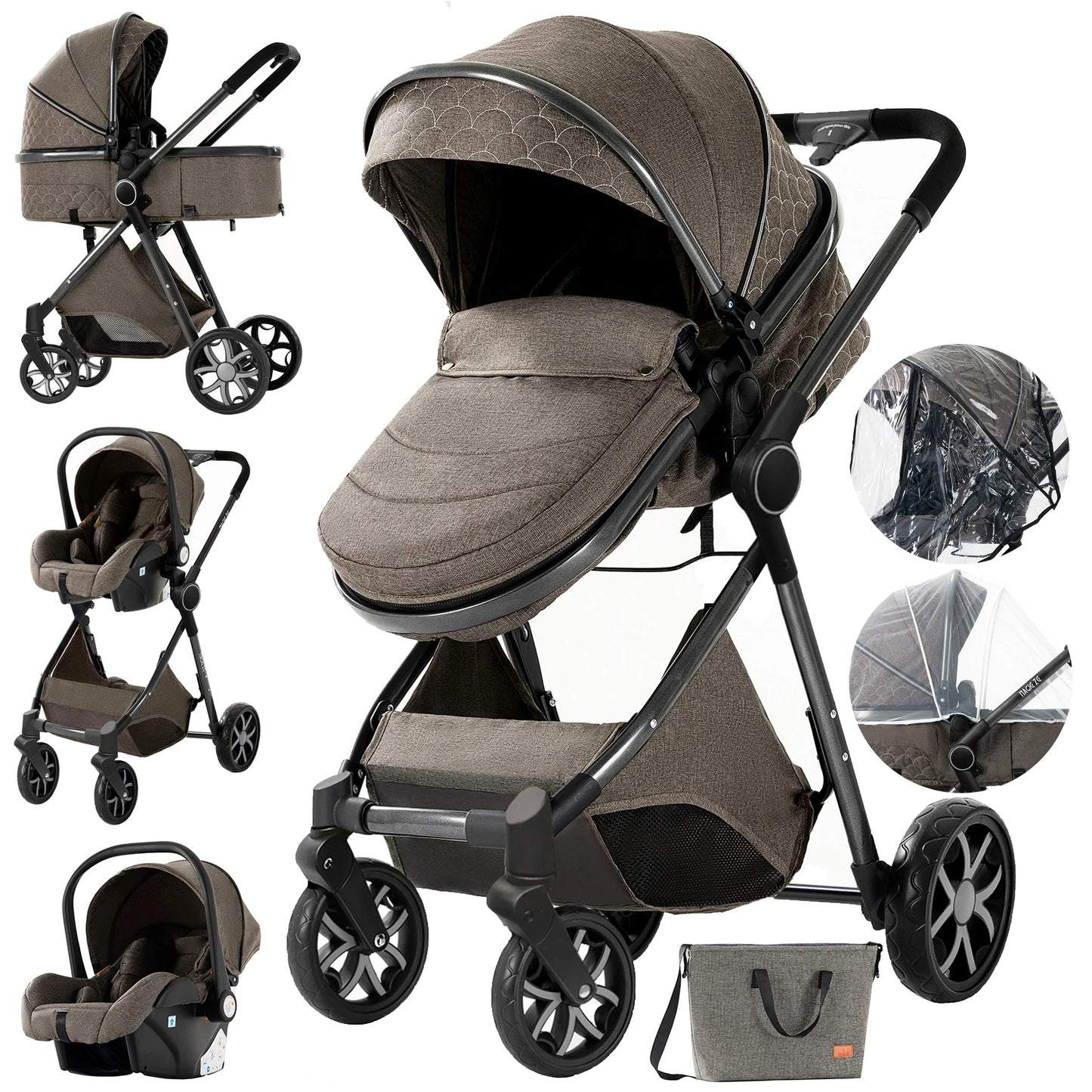 Luxury Baby stroller 3 in 1 Baby carriage pram BABI PRAM 3 IN 1 Portable travel pram Baby carriage High landscape baby stroller