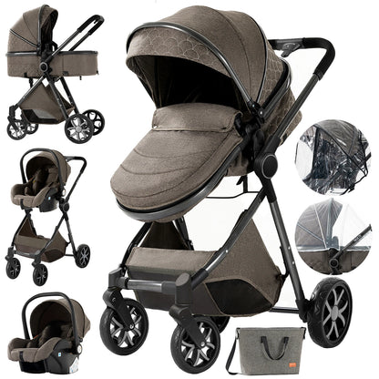 Luxury Baby stroller 3 in 1 Baby carriage pram BABI PRAM 3 IN 1 Portable travel pram Baby carriage High landscape baby stroller