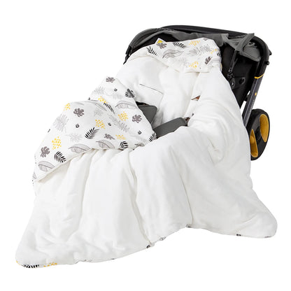 Baby Blanket In Infant Car Seat Soft Cotton Swaddle Wrap With Windproof Hooded Warm For Outside Travel