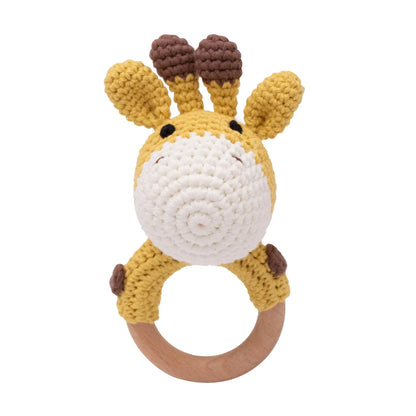 LittleMaylah™ Baby Crochet Rattle Wooden Teether Toy BPA Free Wood Rodent Rabbit Rattle Baby Mobile Play Gym Newborn Educational Music Toys