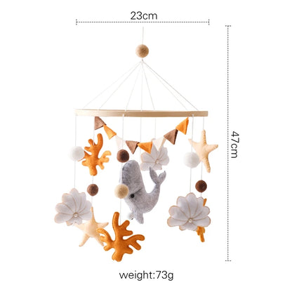 LittleMaylah™ Baby Wooden Bed Bell – Cartoon Rabbit Crib Mobile with Hanging Rattles