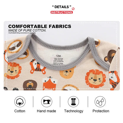 LittleMaylah™ 4-Piece Cotton Baby Bodysuit Set – Short Sleeve Cartoon Onesies for Boys & Girls