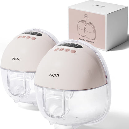 NCVI Electric Wearable Breast Pump for Breastfeeding, Hands-Free, 4 Modes 9 Levels, 3 Flange Sizes(19/21/24mm), Smart Display