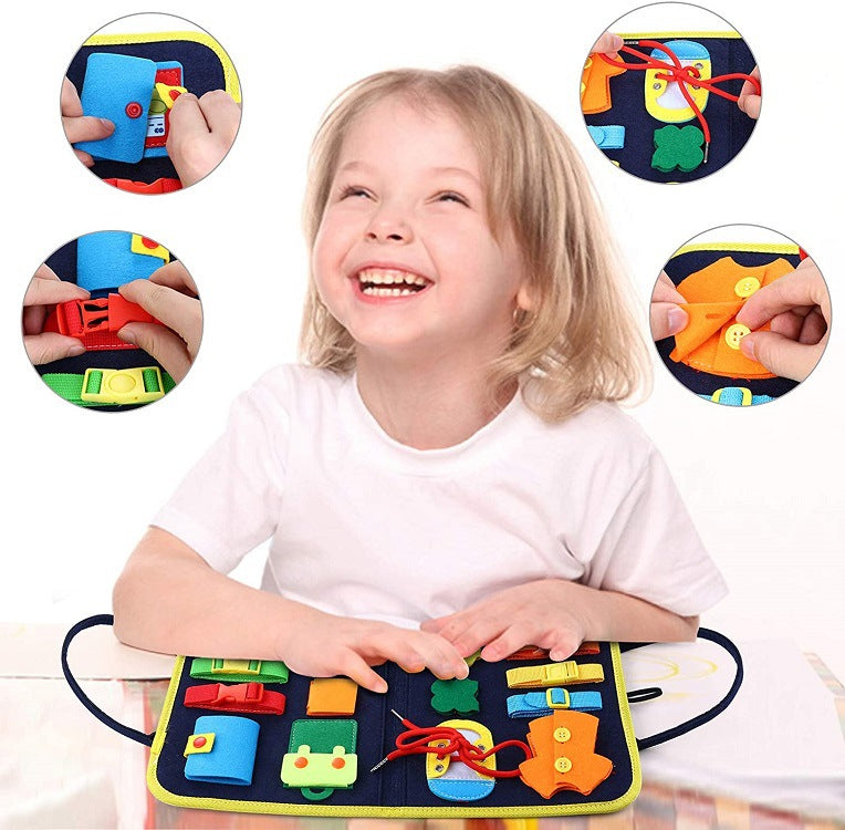 LittleMaylah™  Children's Busy Board Dressing And Buttoning Learning Baby Early Education Preschool Sensory Learning Toy