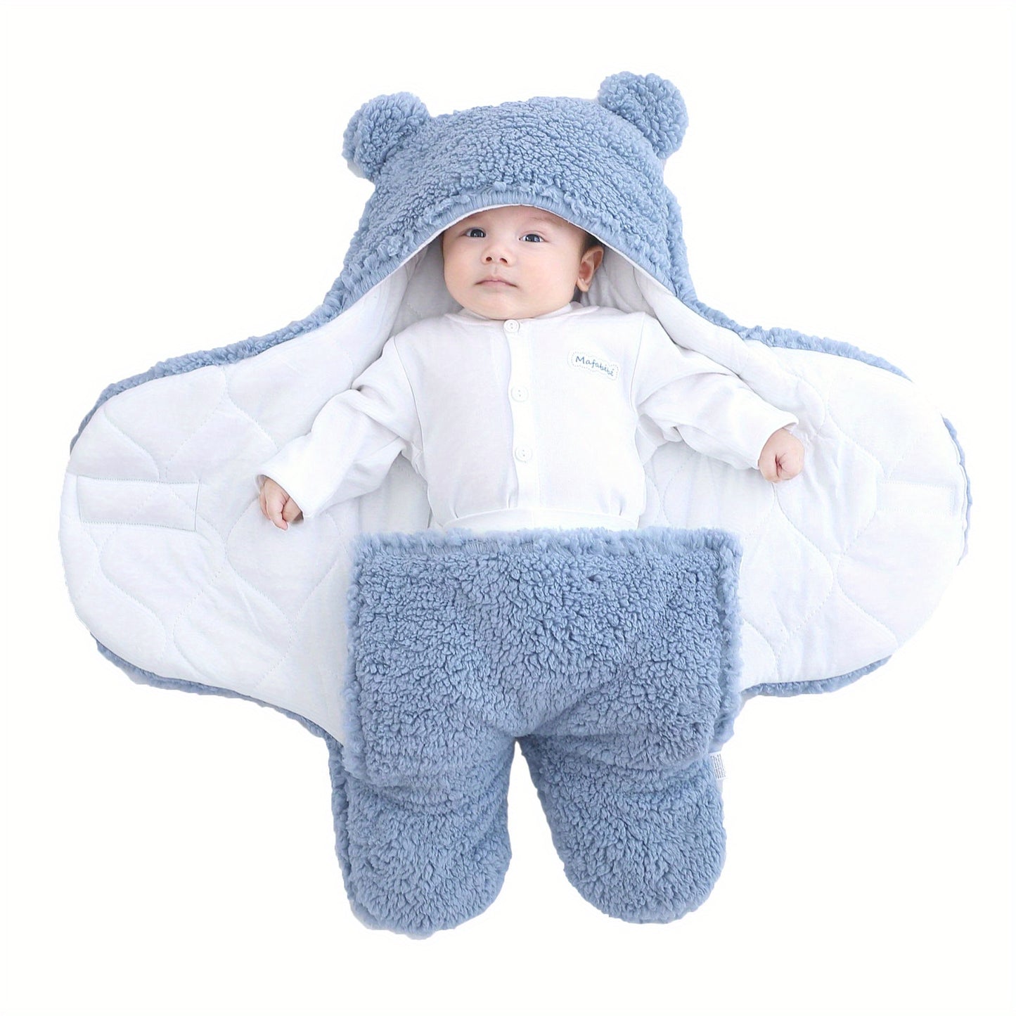 LittleMaylah™ Winter Baby Sleeping Bag – Bear Print Nap Mat with Removable Pillow (0–10 Months)