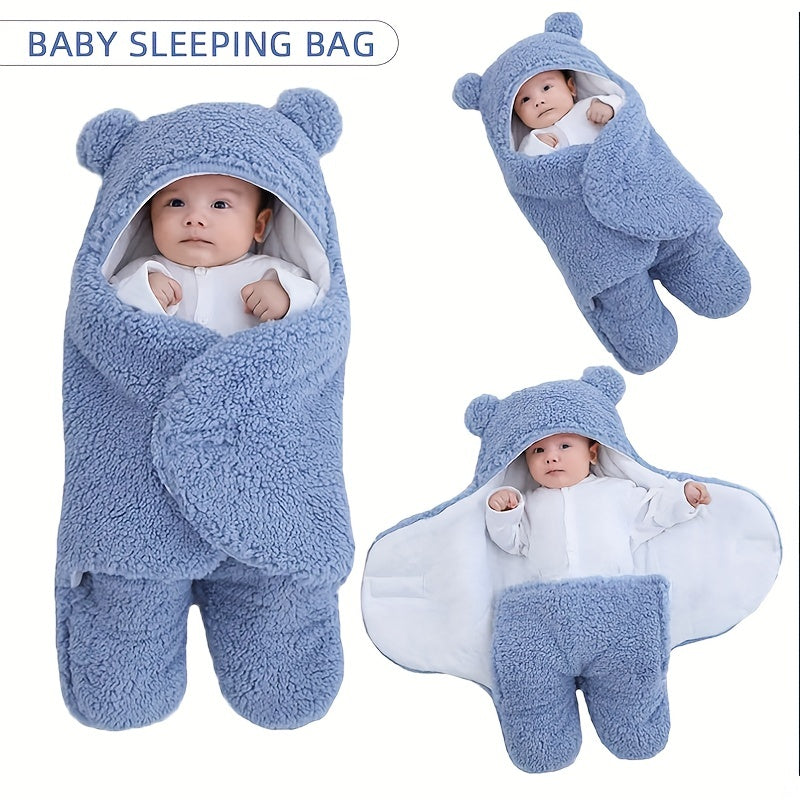 LittleMaylah™ Winter Baby Sleeping Bag – Bear Print Nap Mat with Removable Pillow (0–10 Months)
