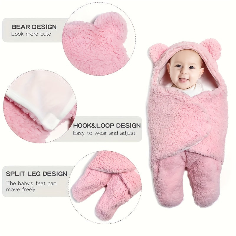 LittleMaylah™ Winter Baby Sleeping Bag – Bear Print Nap Mat with Removable Pillow (0–10 Months)