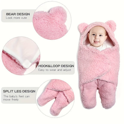 LittleMaylah™ Winter Baby Sleeping Bag – Bear Print Nap Mat with Removable Pillow (0–10 Months)