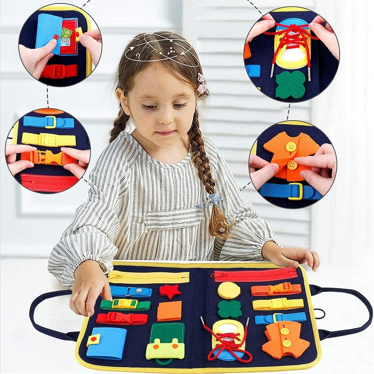 LittleMaylah™  Children's Busy Board Dressing And Buttoning Learning Baby Early Education Preschool Sensory Learning Toy