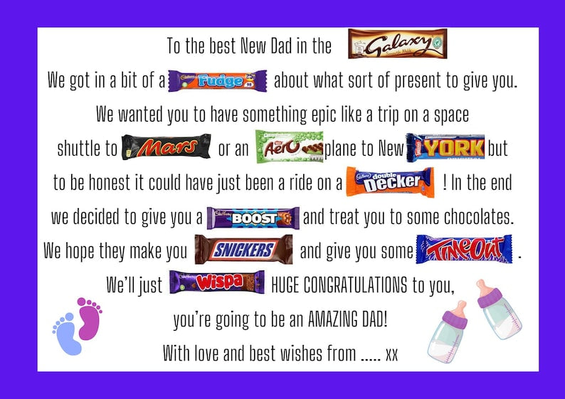 New Dad Survival Kit | Gift For New Parents | First Time Dad | Novelty Chocolate Gift Box | Chocolate Poem Gift | Fun Gift For New Father |
