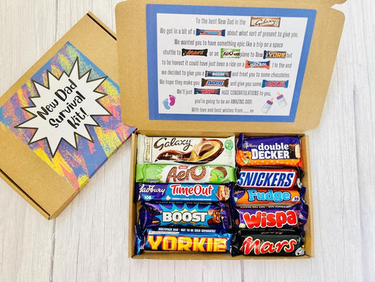 New Dad Survival Kit | Gift For New Parents | First Time Dad | Novelty Chocolate Gift Box | Chocolate Poem Gift | Fun Gift For New Father |