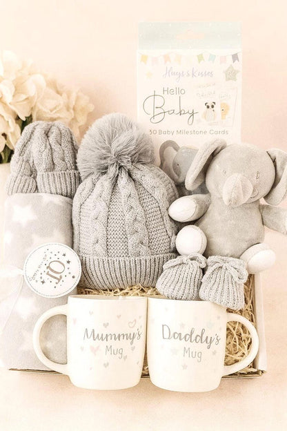 LittleMaylah™ Luxury Unisex Baby Gift Box – Newborn Hamper with Blanket, Soft Toy, Milestone Cards & Parent Mugs